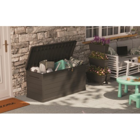 BAUL EXTERIOR 350 LITROS CON CERRADURA GRIS OSCURO ARTPLAST