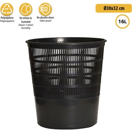 PAPELERA PERFORADA DE PLASTICO 16 LITROS ARTPLAST