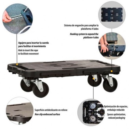 PLATAFORMA CON RUEDAS EXTENSIBLE PARA CARGA 480X290X40MM ARTPLAST