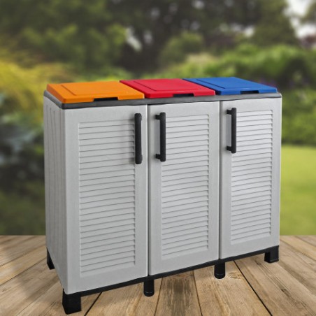 ARMARIO PARA RECICLAJE 3 COMPARTIMIENTOS 1020X370X840MM ARTPLAST