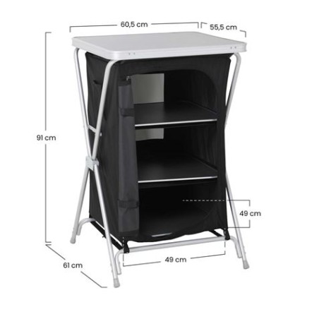 MESA DE CAMPING PLEGABLE CON ARMARIO DE TELA INTEGRADO