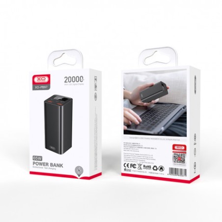 POWERBANK PB97 20000MAH | 4 X USB | 65W | DISPLAY NEGRA XO