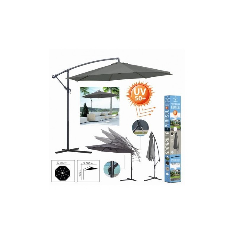 SOMBRILLA EXCENTRICA ANTRACITA 300CM