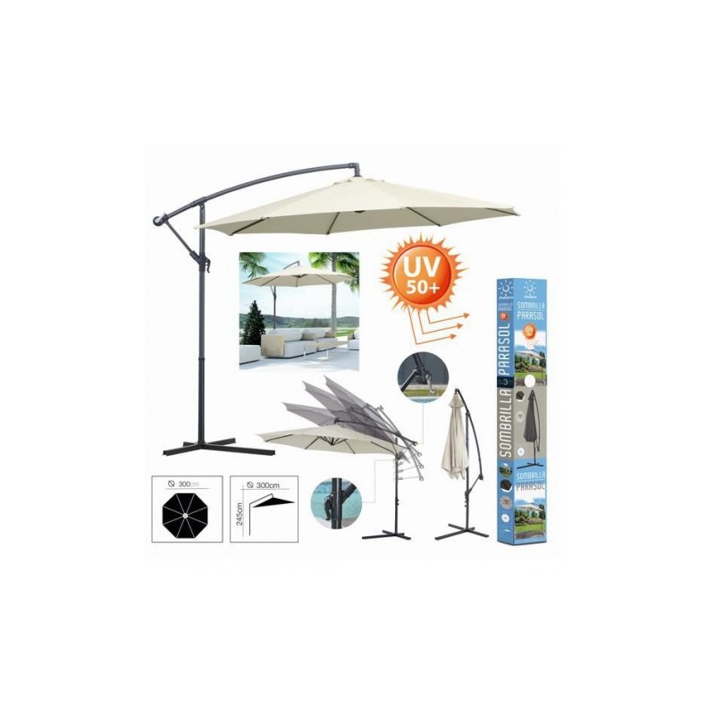 SOMBRILLA EXCENTRICA BEIGE 300CM