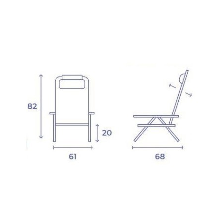 SILLA PLEGABLE 5 POSICIONES ALUMINIO 65.5X44X82CM