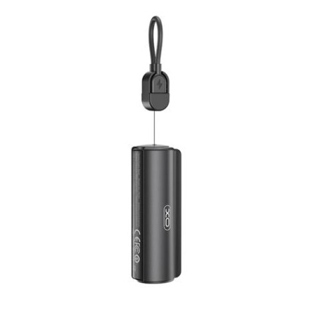 MINI POWERBANK 5000MAH CON LINTERNA Y CABLE TIPO C PR281 NEGRO XO