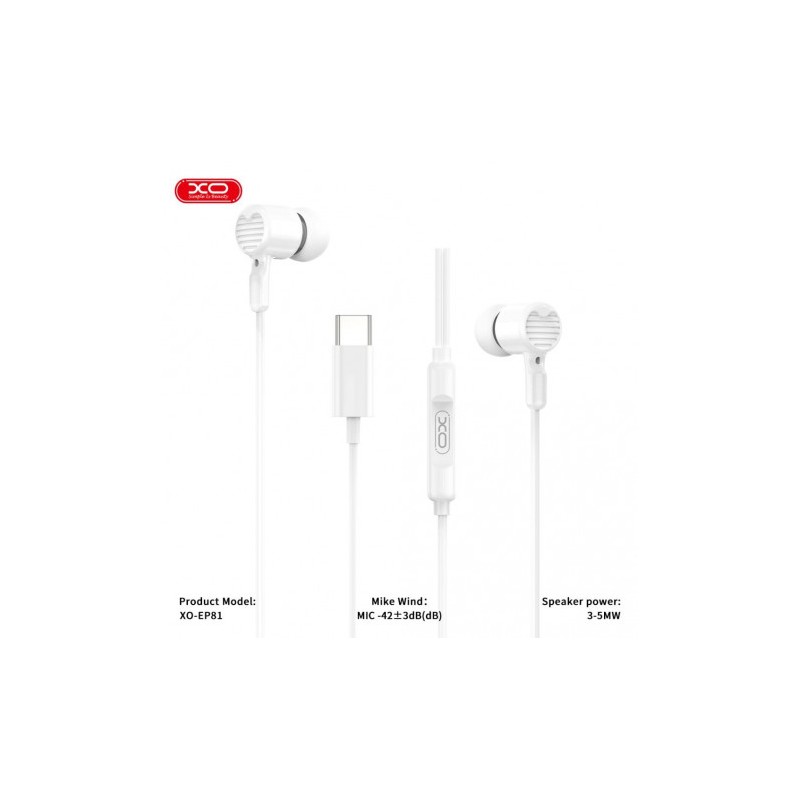 AURICULARES CON Y MICROFONO CABLE TIPO C EP81 BLANCO XO