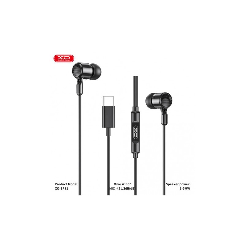 AURICULARES CON Y MICROFONO CABLE TIPO C EP81 NEGRO XO
