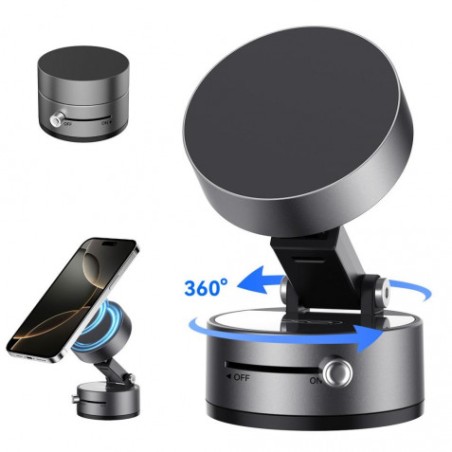 SOPORTE COCHE SMARTPHONE POR VACIO / MAGNETICO C170 NEGRO XO