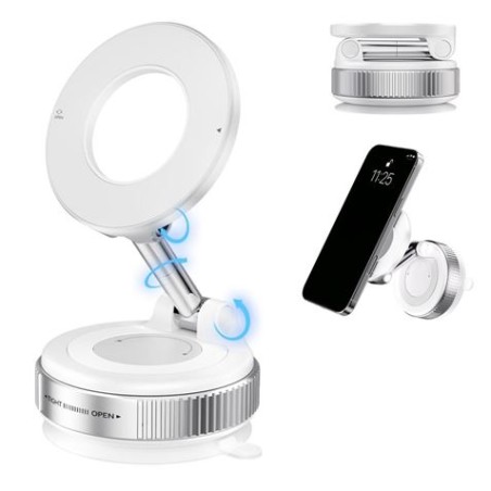 SOPORTE COCHE SMARTPHONE POR VACIO CON BRAZO / MAGNETICO C169 BLANCO XO