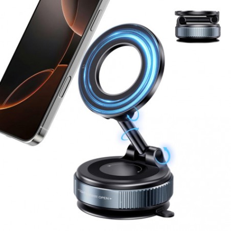 SOPORTE COCHE SMARTPHONE POR VACIO CON BRAZO / MAGNETICO C169 NEGRO XO
