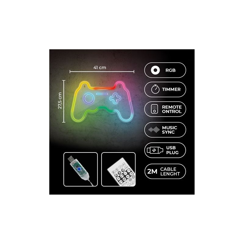 LAMPARA DECORATIVA NEON LED GAMEPAD...
