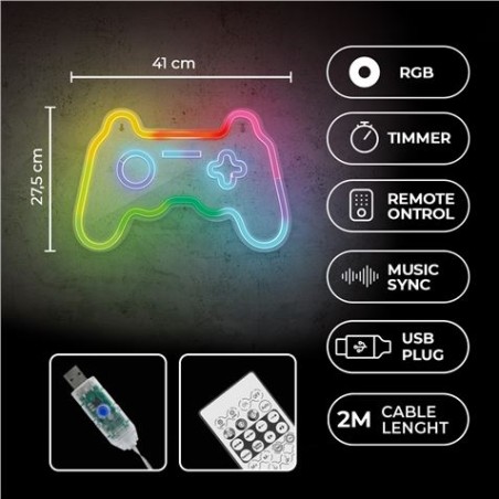 LAMPARA DECORATIVA NEON LED GAMEPAD RGB FOREVER