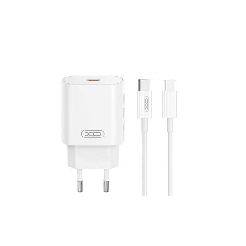 CARGADOR DE CORRIENTE CE25 25W 1 X TIPO C + CABLE TIPO C- TIPO C 1 METRO XO