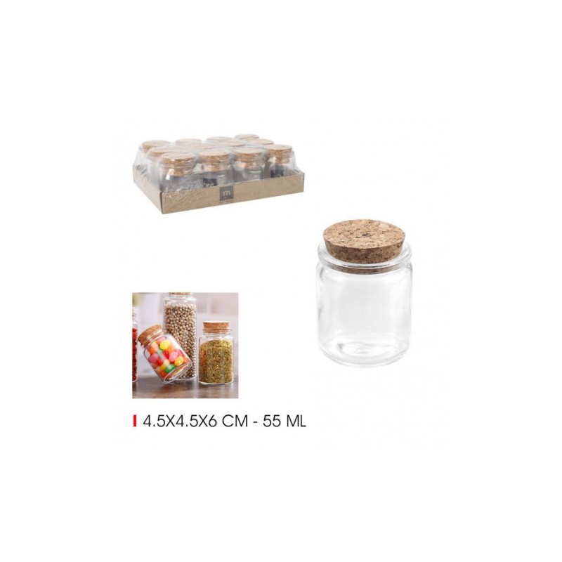 TARRO VIDRIO CON TAPON CORCHO 55ML LA MEDITERRANEA