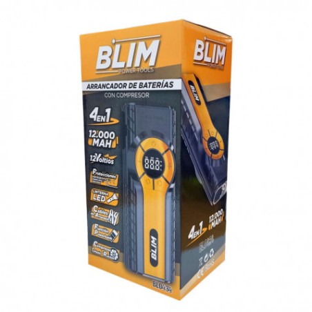 ARRANCADOR BATERIAS 4 EN 1 CON COMPRESOR 12.000 MAH BLIM