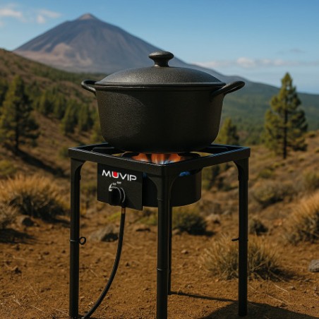 FOGÓN DE GAS ALTA POTENCIA 1 FUEGO 40X40CM AJUSTABLE 3 ALTURAS MUVIP