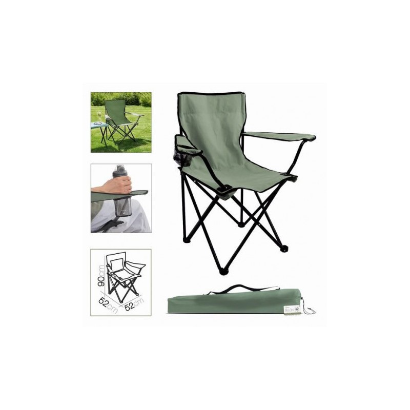SILLA CAMPING PLEGABLE 52X52X90CM CAQUI
