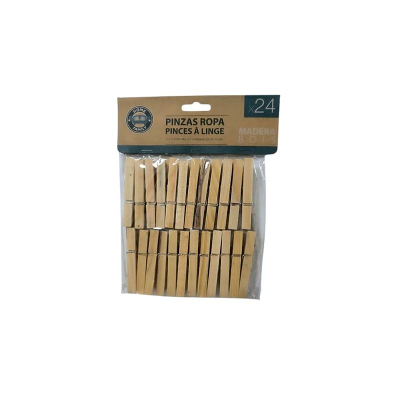 PACK 24 PINZAS DE ROPA MADERA