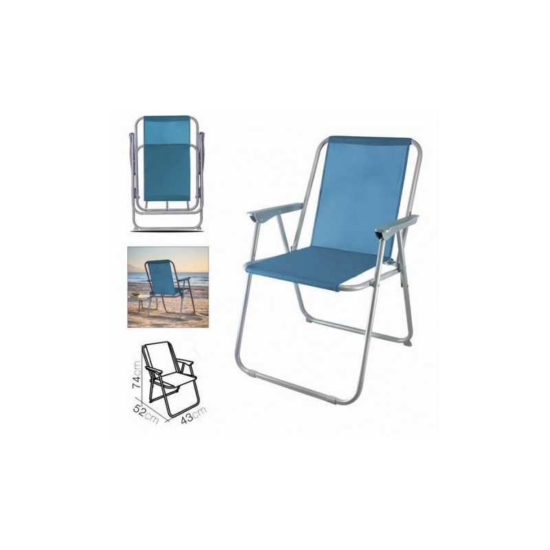 SILLA DE PLAYA PLEGABLE 52X43X74 AZUL PETROLEO