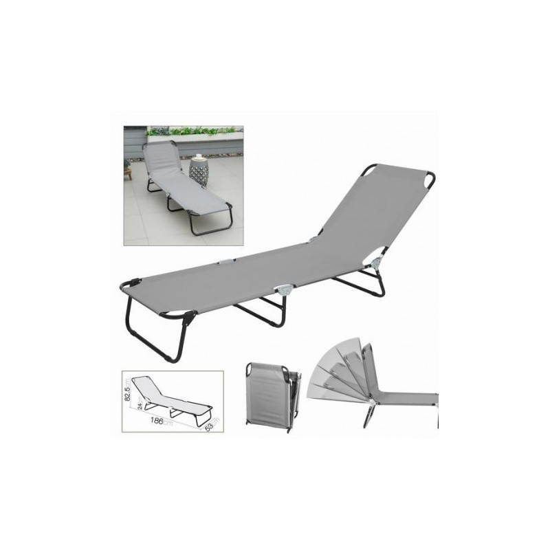 TUMBONA GRIS OSCURA PLEGABLE GRIS CLARO 185X53X24