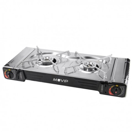 COCINA DE GAS PORTATIL DOBLE BOMBONA ACERO MUVIP