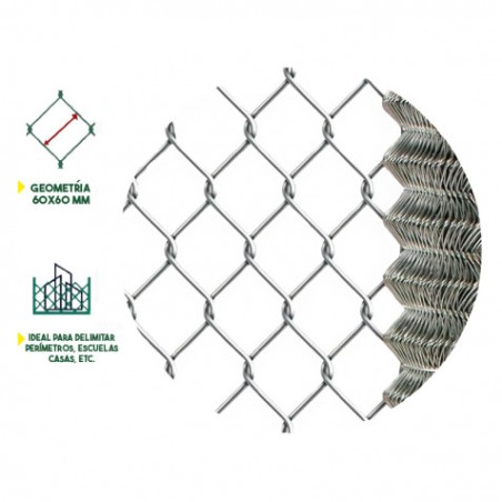 MALLA DE VALLADO GALVANIZADA 60X60X2.5MM 2X25 METROS SUNGARDEN