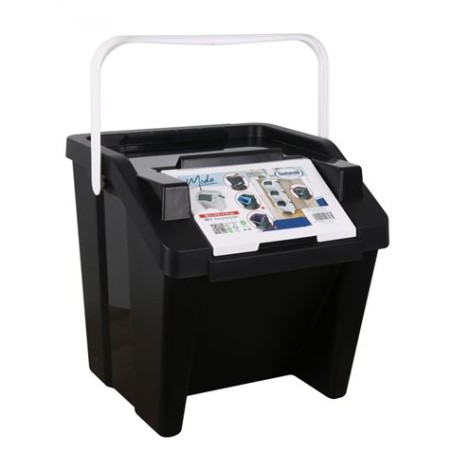 PAPELERA VERTICAL CON ASA 30 LITROS BLANCO/NEGRO MODA TONTARELLI