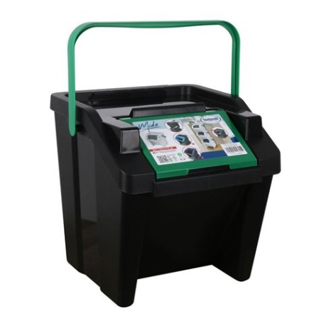 PAPELERA VERTICAL CON ASA 30 LITROS VERDE/NEGRO MODA TONTARELLI
