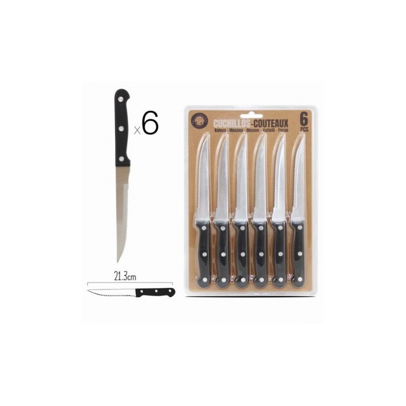 PACK 6 CUCHILLOS 21.3CM MANGO DE MADERA