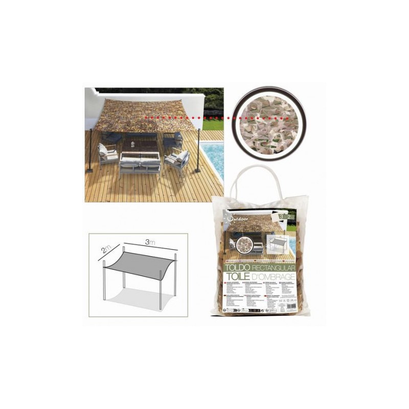 TOLDO RECTANGULAR EFECTO CAMUFLAJE CON BOLAS 2X3 METROS