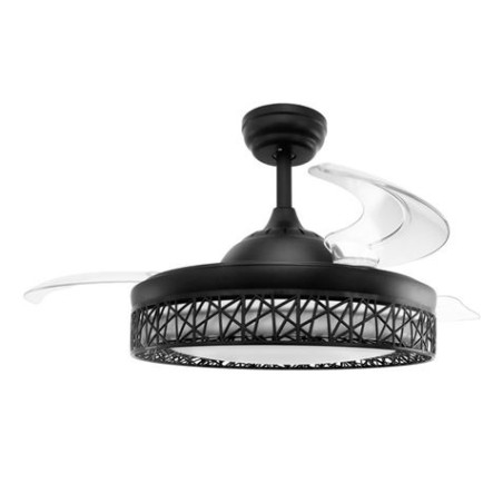 VENTILADOR DE TECHO CON LUZ Y ASPAS RETRACTILES NEGRO JOCCA