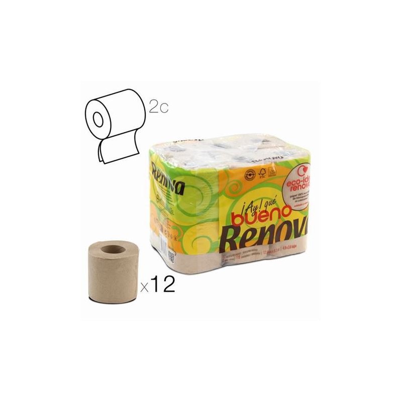 PACK 12 ROLLOS PAPEL HIGIENICO DOBLE CAPA RENOVA