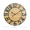 RELOJ PARED VINTAGE NEGRO/MADERA CLARA 60CM