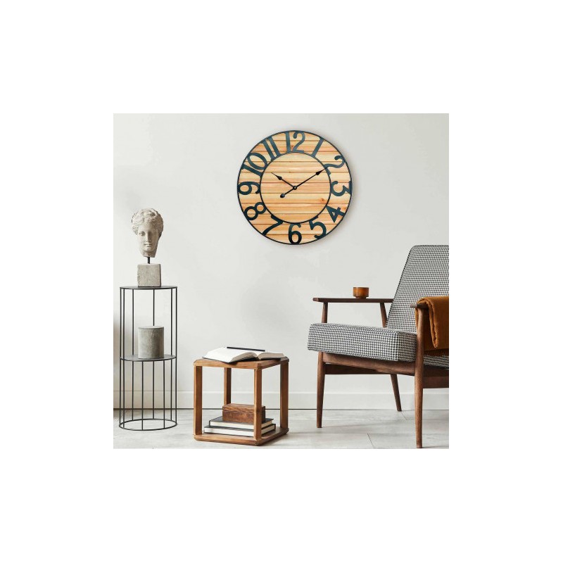 RELOJ PARED VINTAGE NEGRO/MADERA...