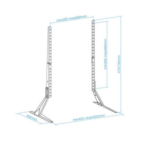 SOPORTE PATAS PEANA UNIVERSAL 23-75" NEGRO TOOQ