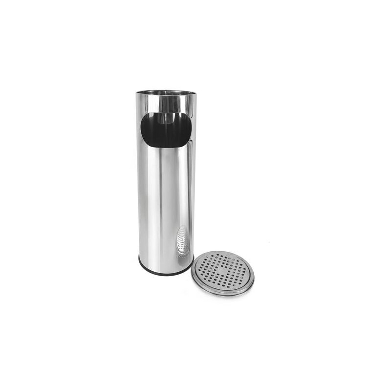 PAPELERA CON CENICERO ACERO INOX 59CM...
