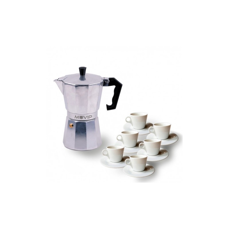 CAFETERA 6 TAZAS ALUMINIO ANTIADHERENTE MUVIP