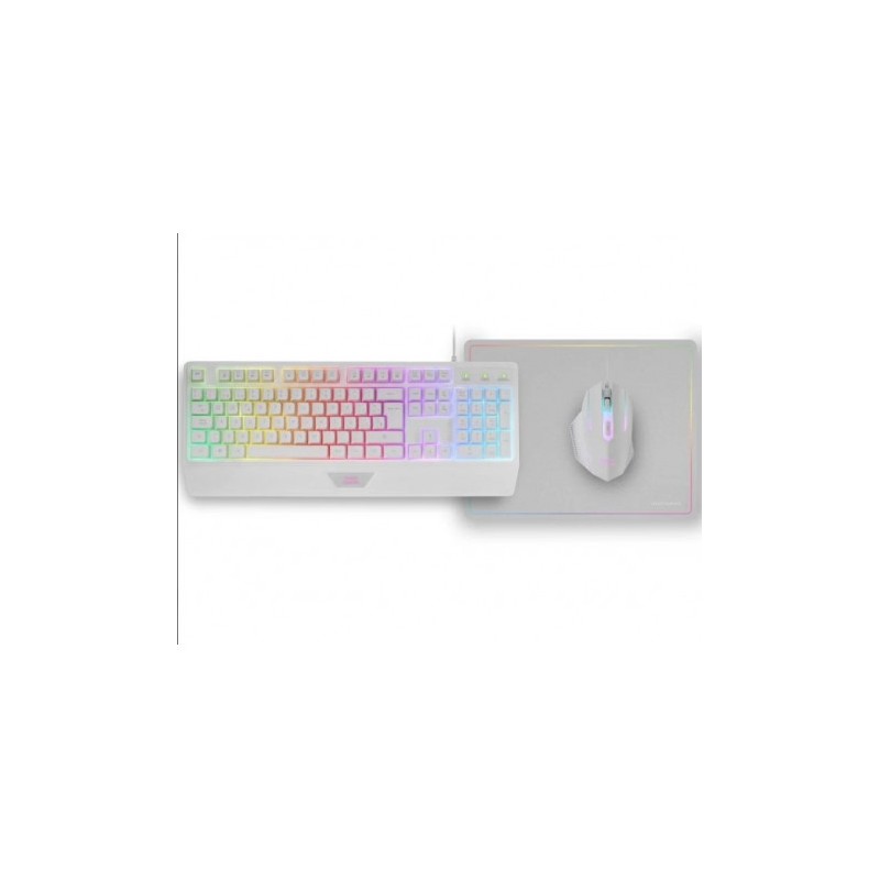 PACK GAMING TECLADO H-MEC | RATON | ALFOMBRILLA RGB BLANCO MCP124 MARS GAMI
