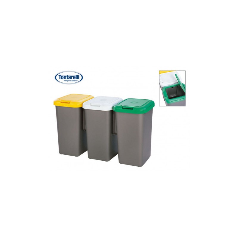 SET 3 PAPELERAS DE RECICLAJE DE 25LITROS TONTARELLI