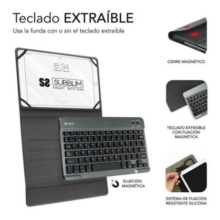FUNDA CON TECLADO BLUETOOTH EXTRAIBE 10.1-10.8" SUBBLIM