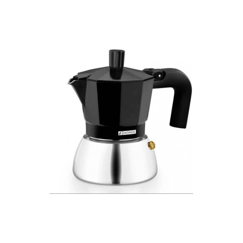 CAFETERA ITALIANA 9 TAZAS INDUCCION INOX NEGRA MONIX
