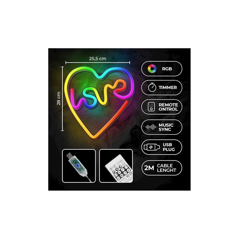 LAMPARA DECORATIVA NEON LED LOVE IN...