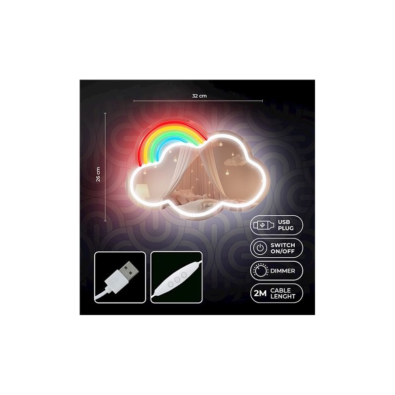 ESPEJO DECORATIVO CON NEON LED CLOUD...