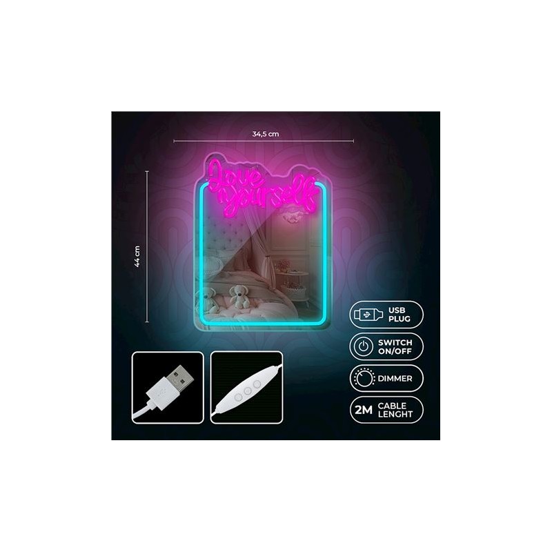 ESPEJO DECORATIVO CON NEON LED LOVE...