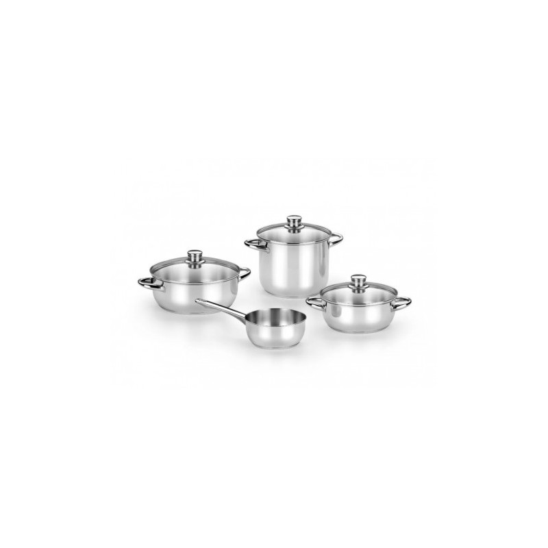 BATERIA DE 4 COCINA PIEZAS ACERO INOX OPTIMA TAPAS VIDRIO MONIX