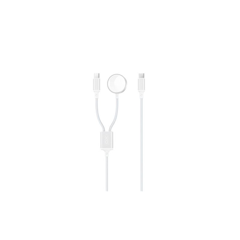 CABLE 2 EN 1 60W TIPO C + CABLE CARGA MAGNETICA APPLE WATCH BLANCO XO