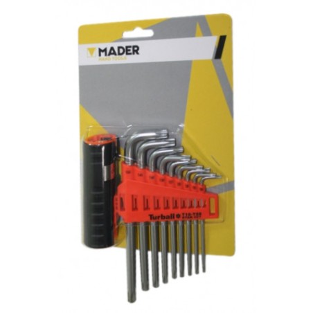 JUEGO LLAVES TORX CON ORIFICIO 9 PCS Y ADAPTADOR MADER