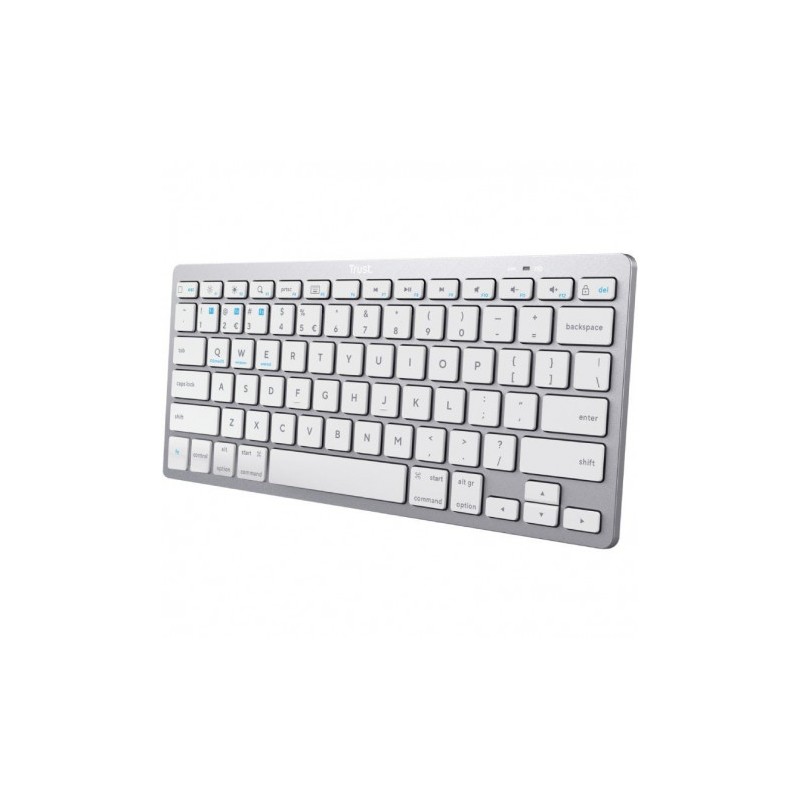 TECLADO COMPACTO INALAMBRICO BLUETOOTH PLATA TRUST