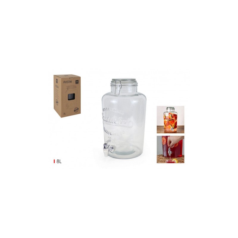 TARRO VIDRIO DISPENSADOR CON GRIFO 8...
